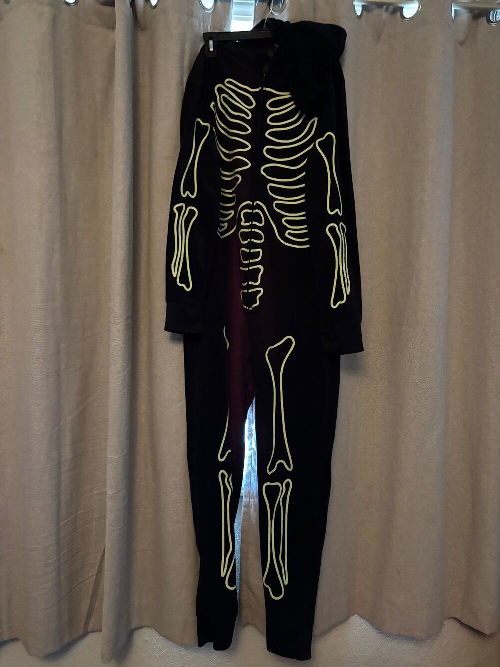 Hyde And Eek Mens Size (M) Glow Dark Fleece Halloween Skeleton Zip Up Hooded